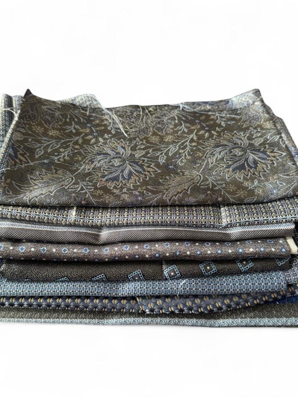 8pc bundle lot grey gray 100% Italian silk fabric remnants